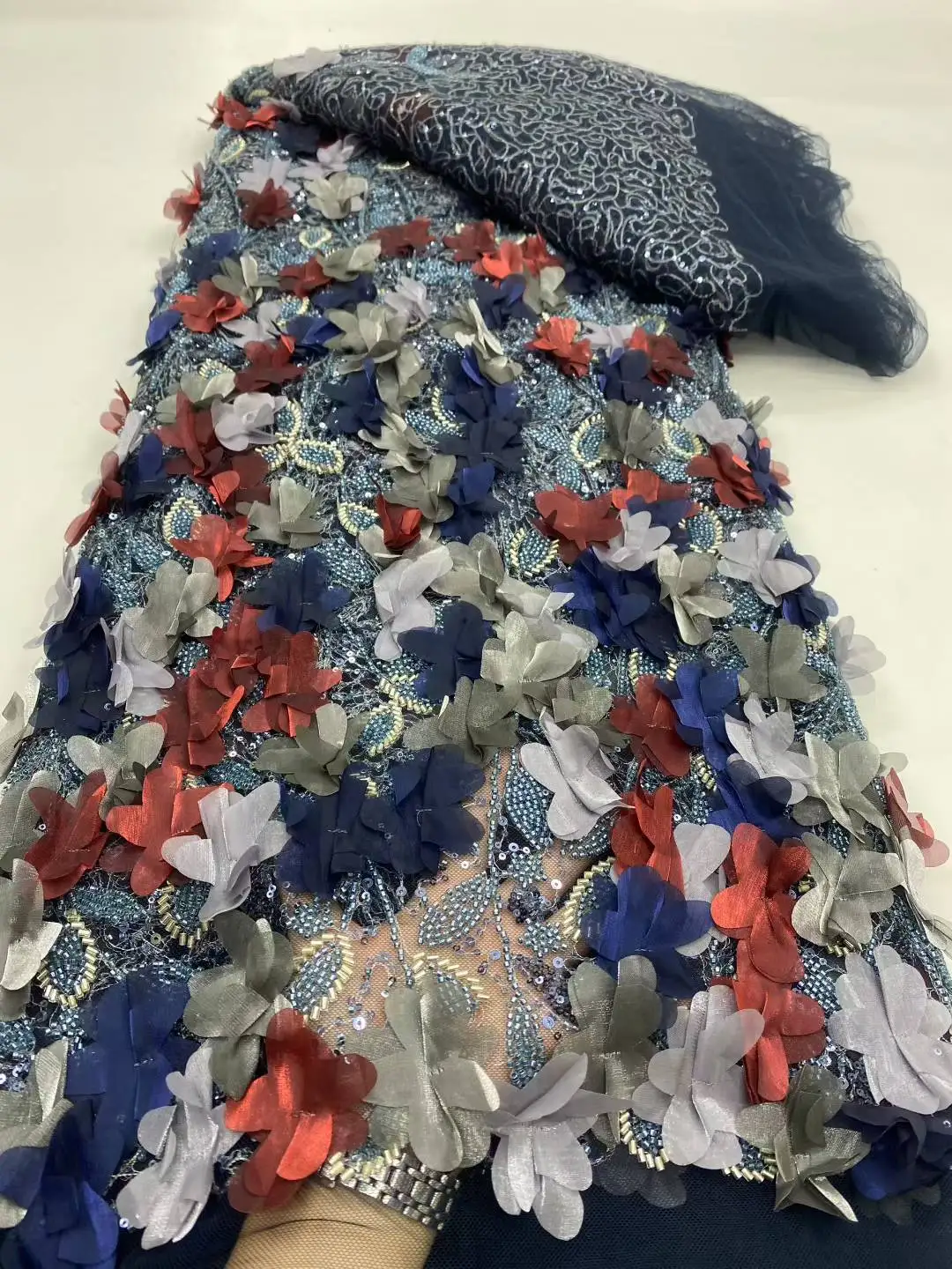 Tulle 3d ดอกไม้คุณภาพสูงไนจีเรียลูกไม้ผ้า 2025 เจ้าสาวลูกไม้สําหรับเย็บชุดแต่งงาน