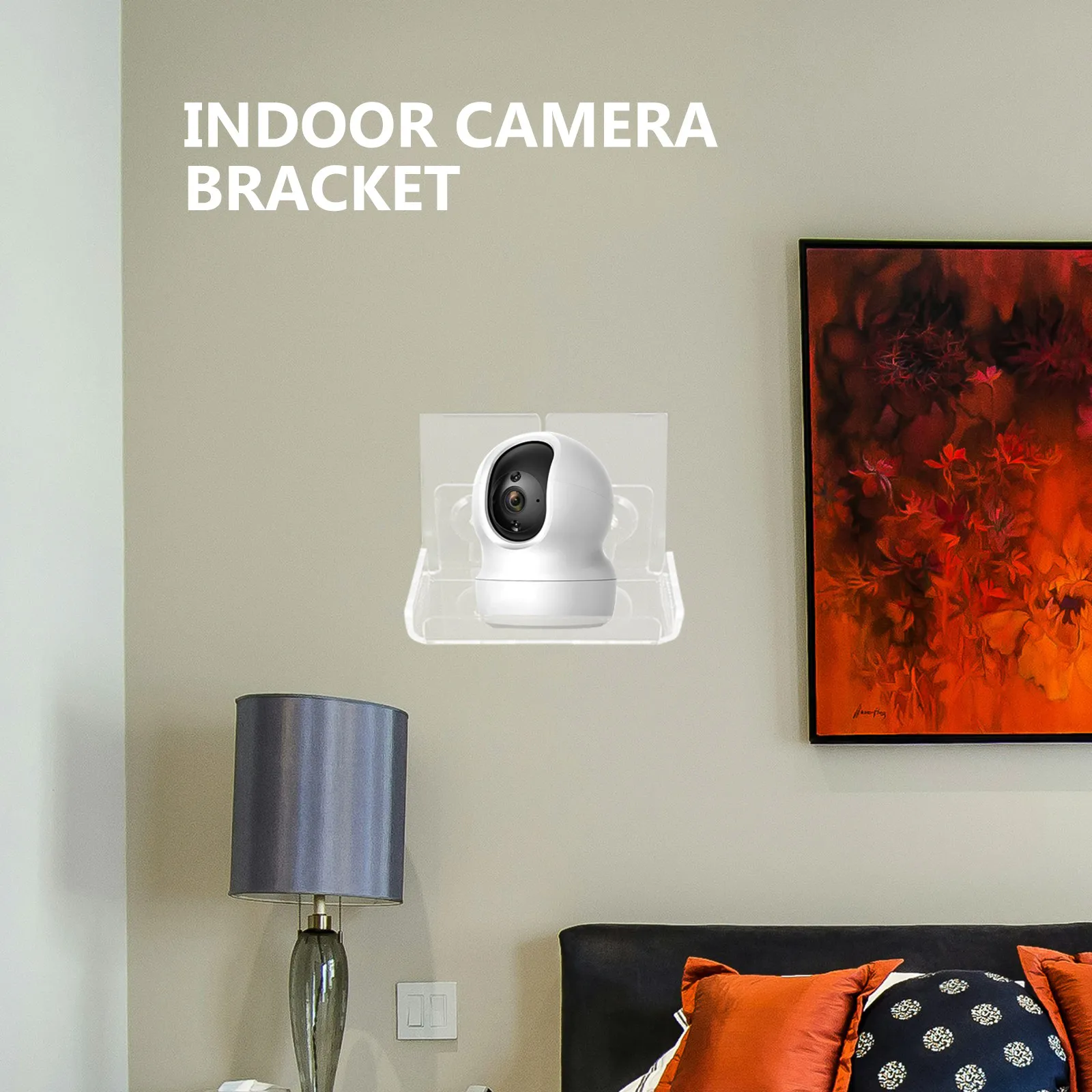 1Set Transparent Indoor Camera Wall Mount Holder No Drilling Floating Shelf Security Camera Stand Adjustable Viewing Angle