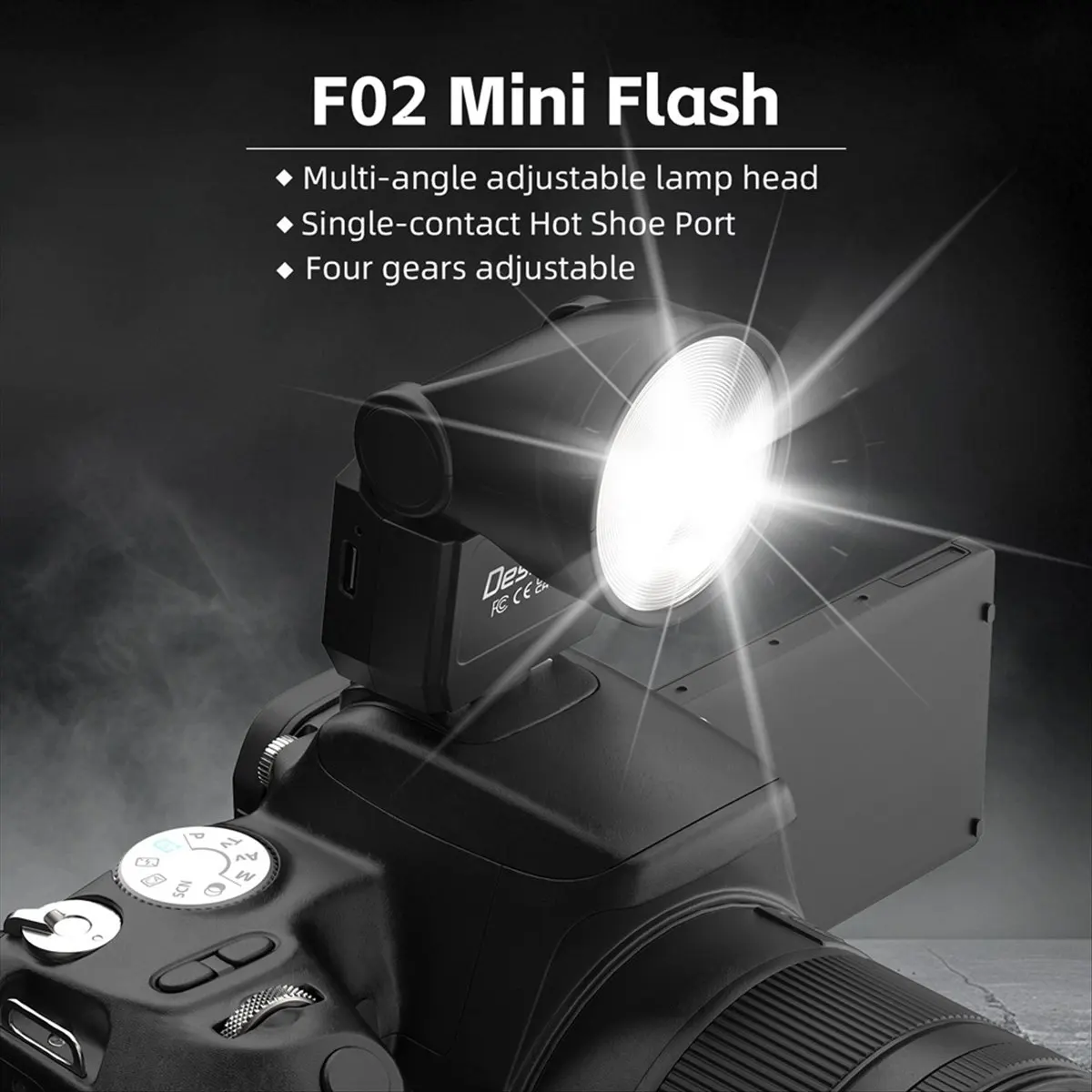 

AT33 Desiontal F02 Mini Flash Hot Shoe Mount Type-C Charging 6500K Fill Light for Sony Canon Nikon Panasonic Olympus DSLR Camera