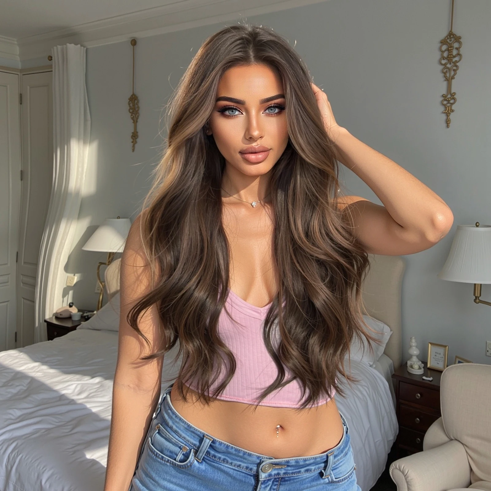 

24-дюймовый парик с длинными волнистыми волосами, 13x6 HD, с кружевной передней частью, для женщин, с предварительно выщипанной естественной линией роста волос, без клея, термостойкий, синтетический