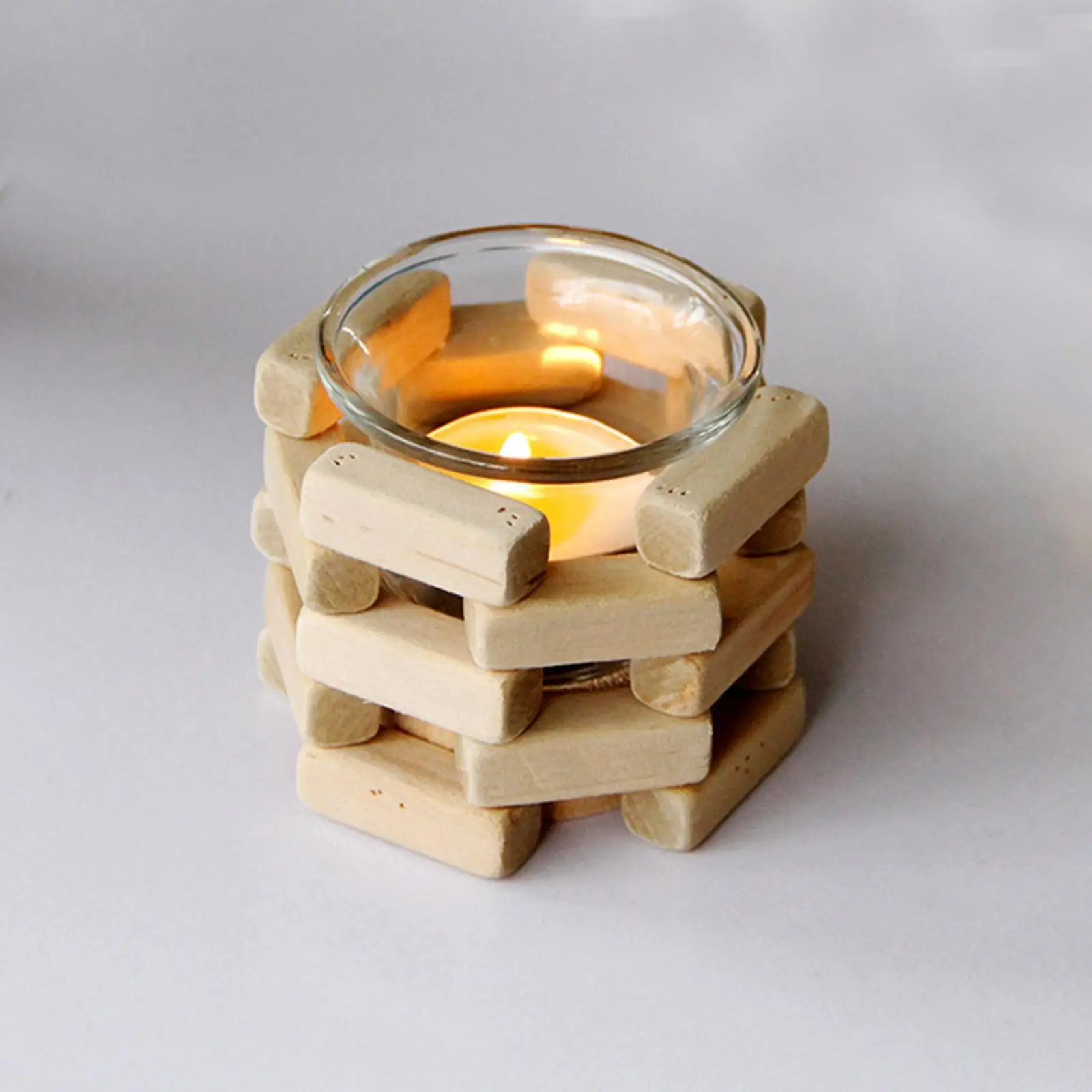 Candlestick,Wooden Glass Tealight Candle Holder Dinner Candle Holder Cup Votive Candle Stand for Mantel Festival Housewarming