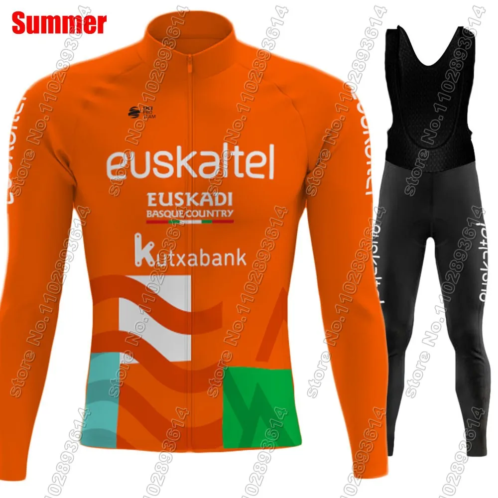 New Euskaltel Euskadi Team 2024 Cycling Jersey Set Summer Mens Long Sleeve Clothing Suit MTB Bike Road Pants Bib Ropa Ciclismo