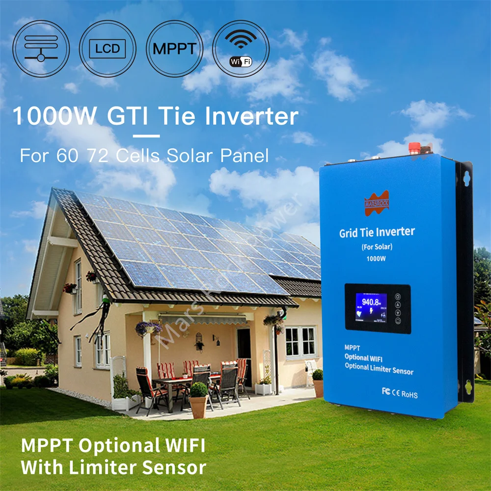 

1000W 24V 48V Solar Grid-On Inverter DC 22-90V to AC 95-265V Limiter Sensor Discharge Battery Solar Converter for PV Panels