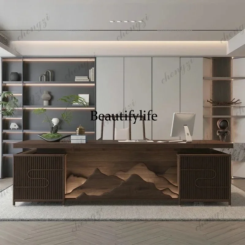 01A Office Desk Hutch Modern Lamp Executive Standing Table Study Drawers Writing Mesa Para Computador Home Office