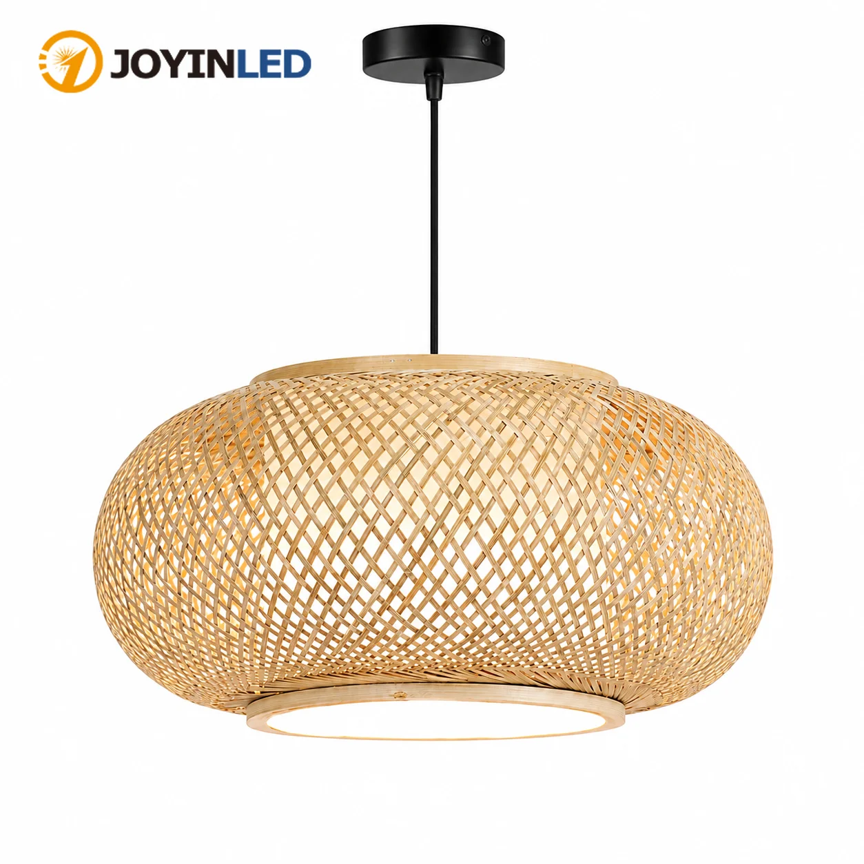 JOYINLED Bamboo Chandelier Hand Woven Pendant Light Fixture E27 Ceiling Hanging Lamp Wicker Lampshade Rustic Farmhouse Decor