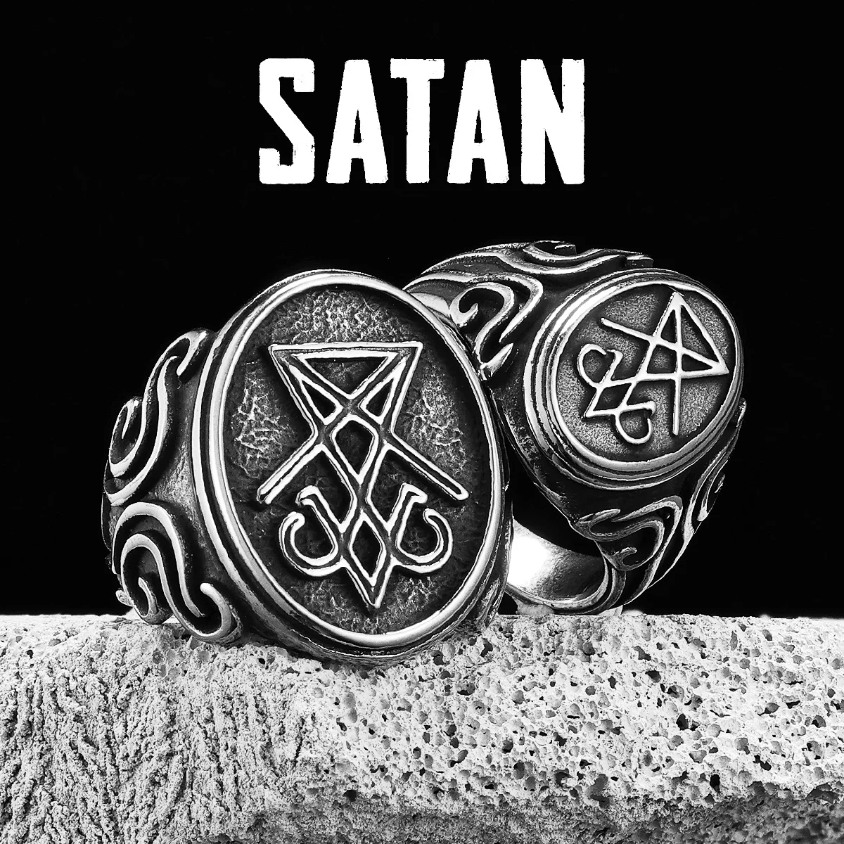 Lucifer Devil Satan Men Rings Stainless Steel Women Jewelry Vintage Gothic Punk Cool Stuff Fashion Accessories Gift Wholesale