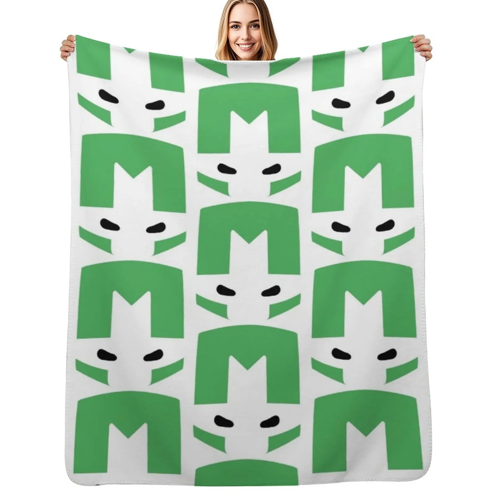 

Castle Crashers Minimal Green Knight Throw Blanket Flannel Fabric Soft Plaid Plaid on the sofa Blanket