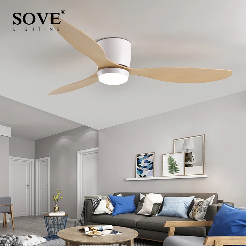 SOVE Modern LED 18W White BLDC Motor 52 inch Ceiling Fan With Light Ceiling Light Fan Ceiling Fans With Lights Remote Control