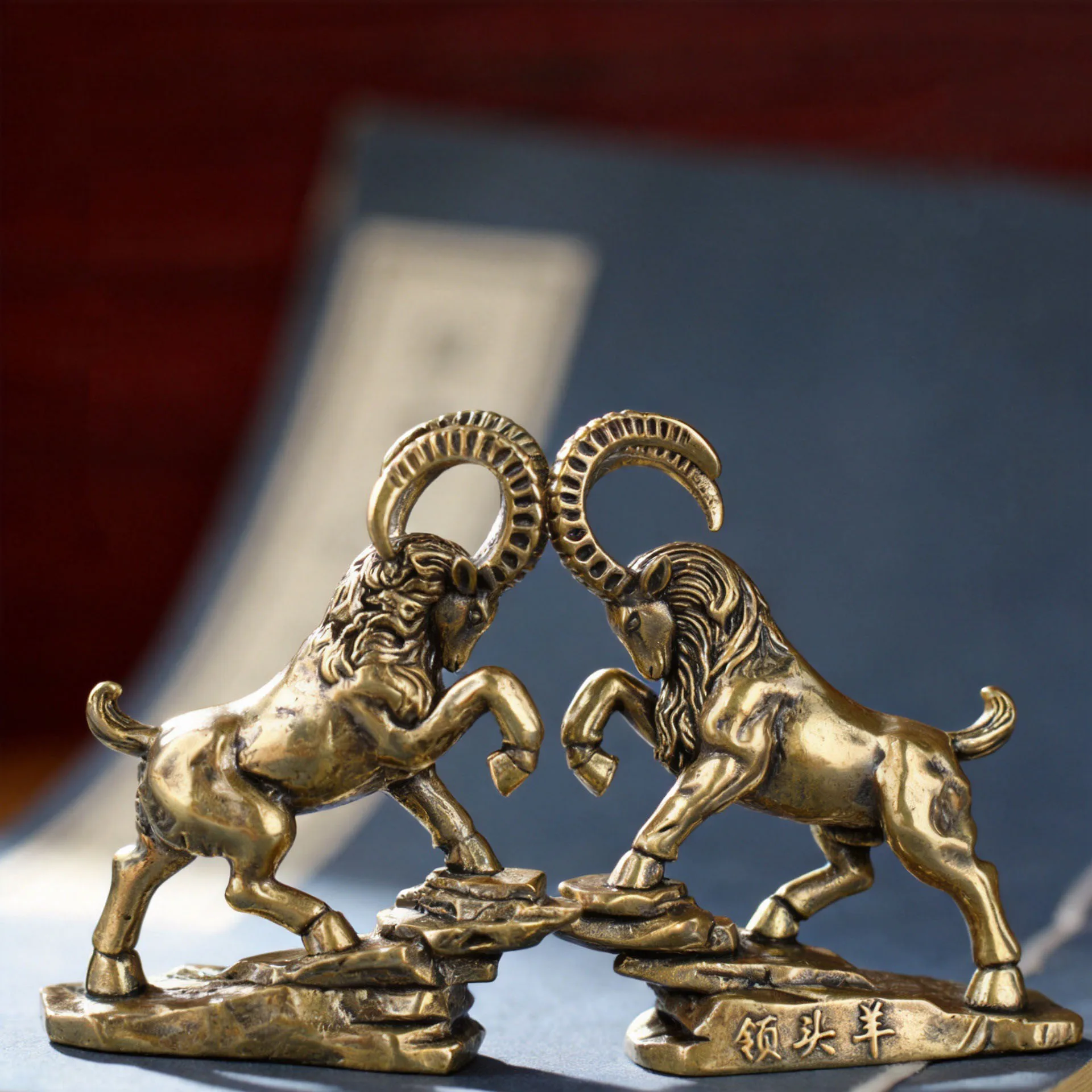 Brass Bellwether Small Statue Desktop Ornaments Animal Goat Figurines Miniatures Models Home Decorations Crafts Accessories
