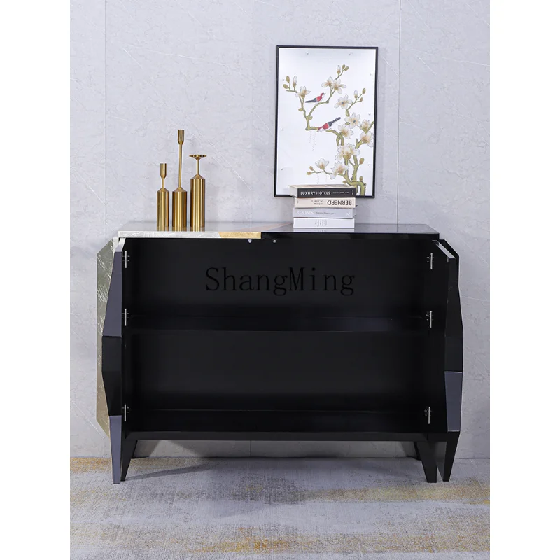 CLwood against the wall entrance gold foil silver foil dining modern simple light luxury cabinet storage living room solid