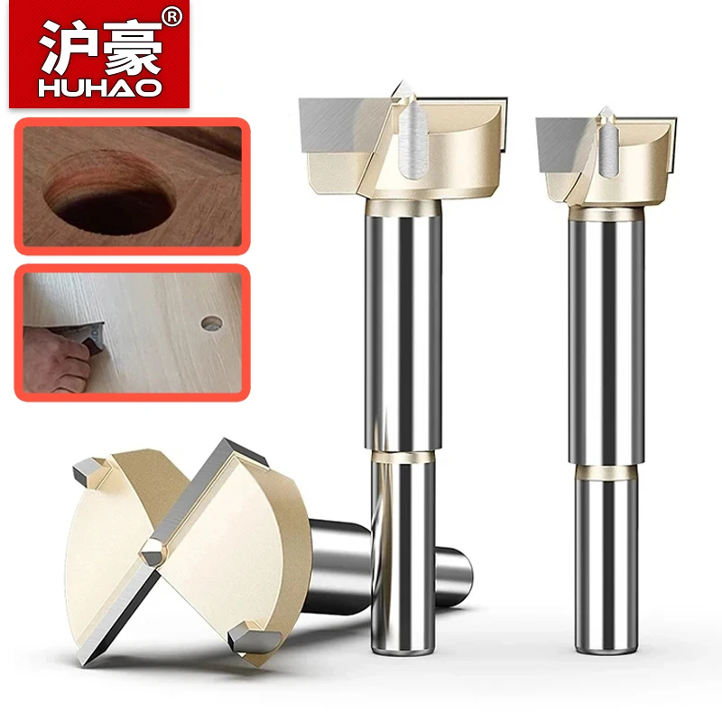 HUHAO 1PCS 12-80mm Forstner Drill Bit Hex 1/4in Shank Hinge Boring Bit Hole Saw Cutter Carbide Steel for Wood Woodworking Tools