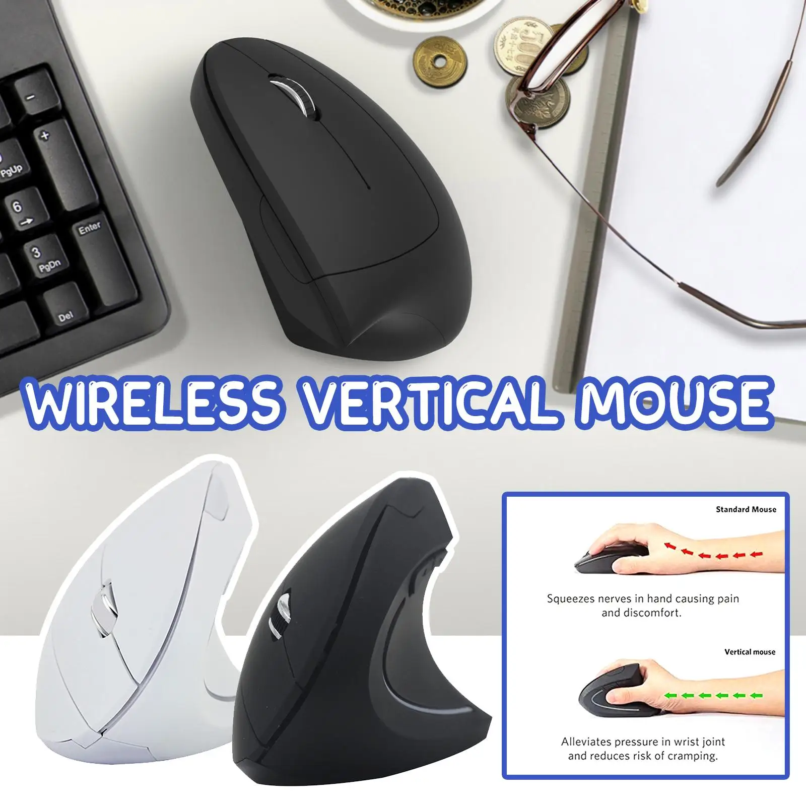 Original Style 2.4G Mute Mouse Right Hand Fifth Generation Vertical Wireless Wired Optical Mouse Charging Upright In Stock