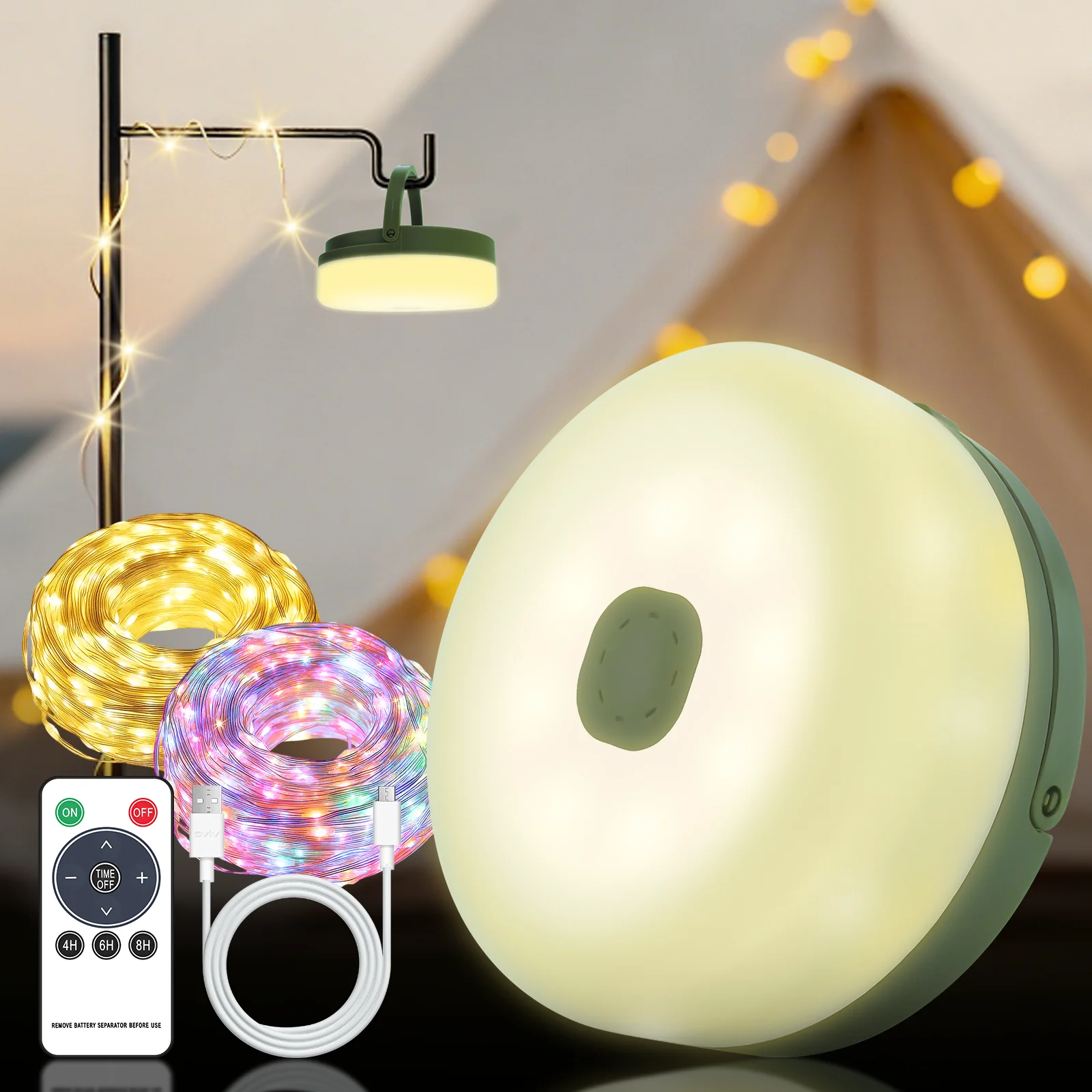 Solar Camping String Lights 10M Outdoor Fairy Light 5 Light Modes Waterproof Patio Light with Remote Control for Garden Party