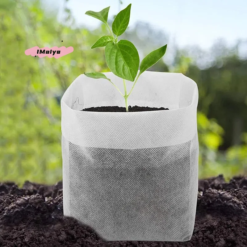 M-100PCS 8x10cm Biodegradable Plant Nursery Grow Bag Non-woven Fabric Seeds To Sow Flower Pots for Home Garden Accessories