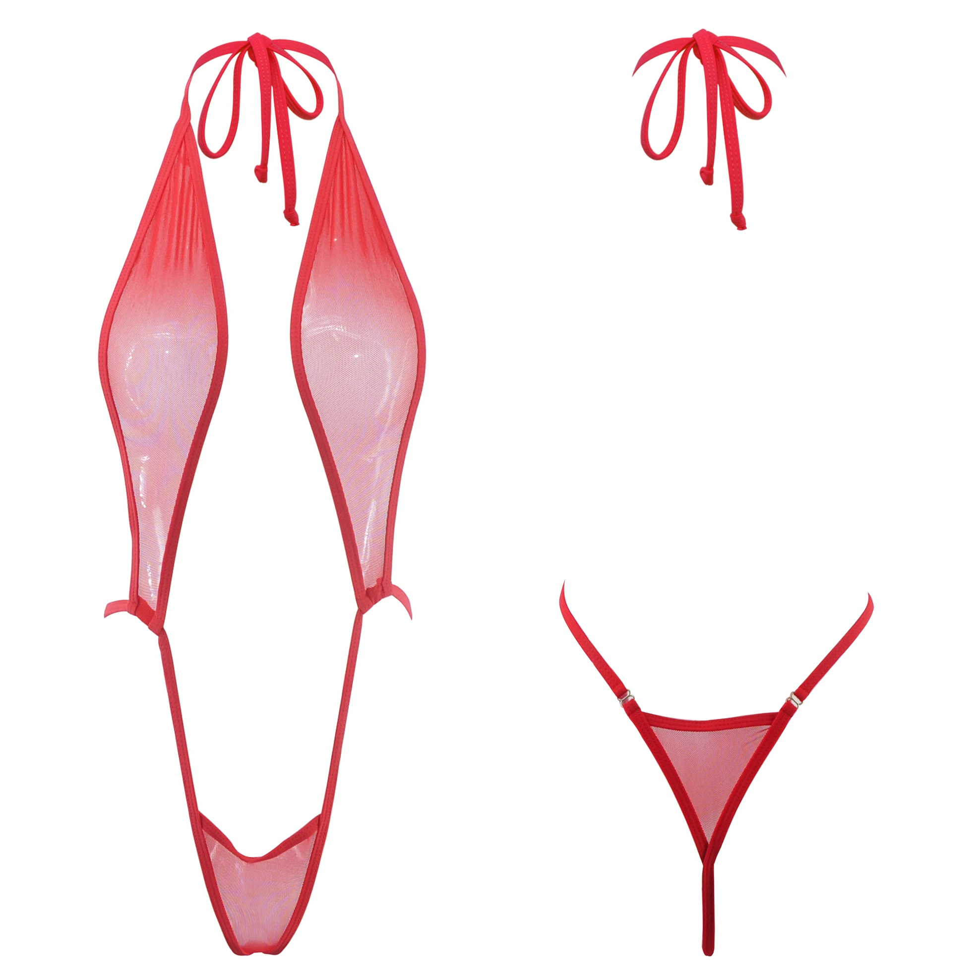 Sheer Micro String Bikini Extreme See Thru Monokini Bikinis Sets for Women Slingshot Female G-String Thong Mesh Sling Swimsuit