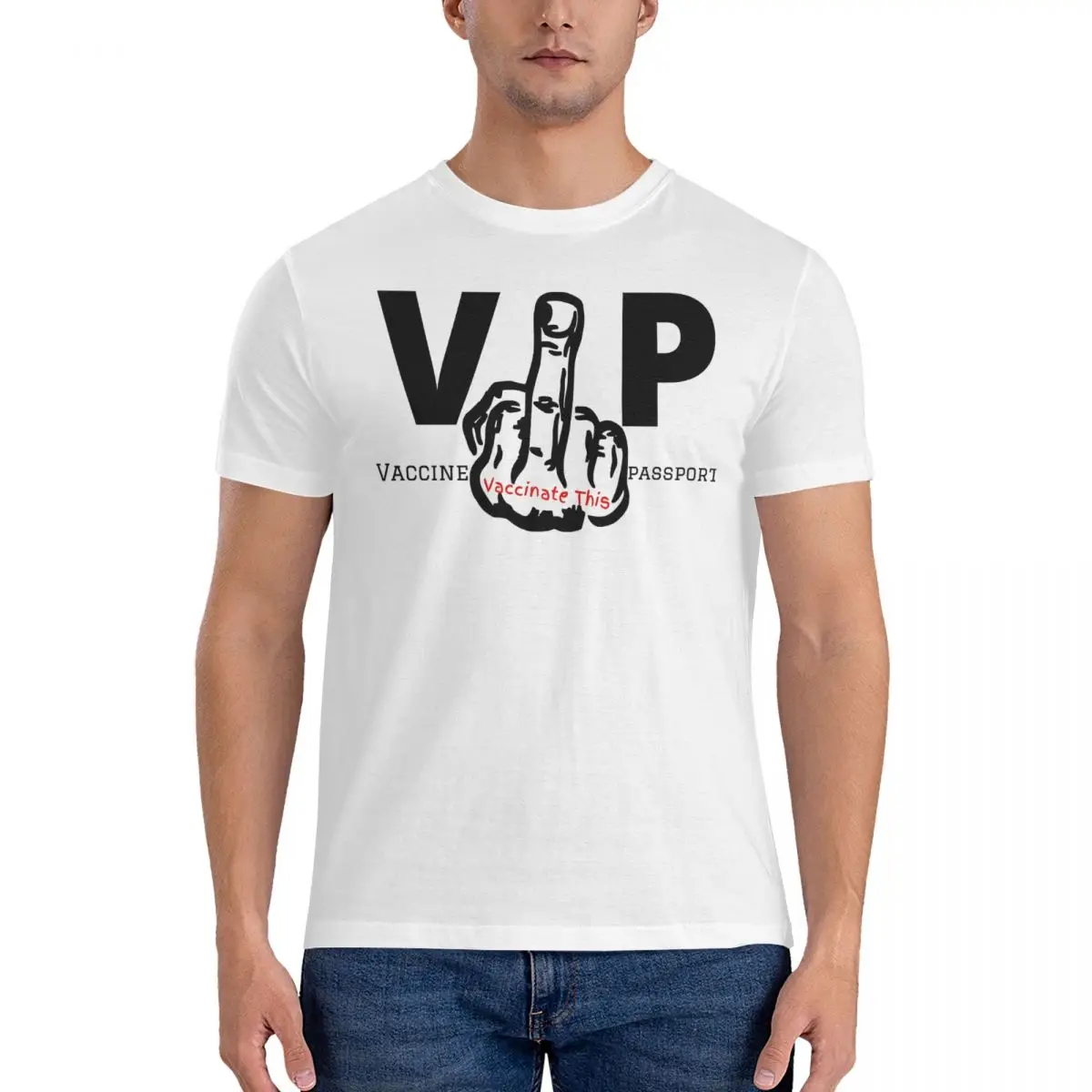 Passport Men's T Shirt Vaccinate This Humorous Tee Shirt Short Sleeve Round Neck T-Shirt 100% Cotton Graphic Printed Clothing