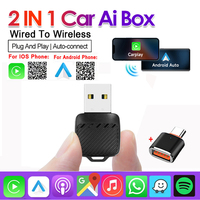 2 in 1 Wired to Wireless Car CarPlay Adapter Android Auto AI Box Plug & Used for OEM Wired CarPlay AA Navigation System