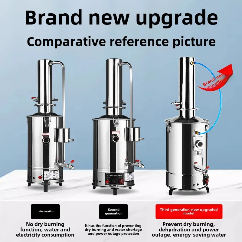 3L~20L Lab Pure Water Distiller 304 Stainless Steel Electric Distilled Water Equipment with Automatic Cut-off System Chemistry