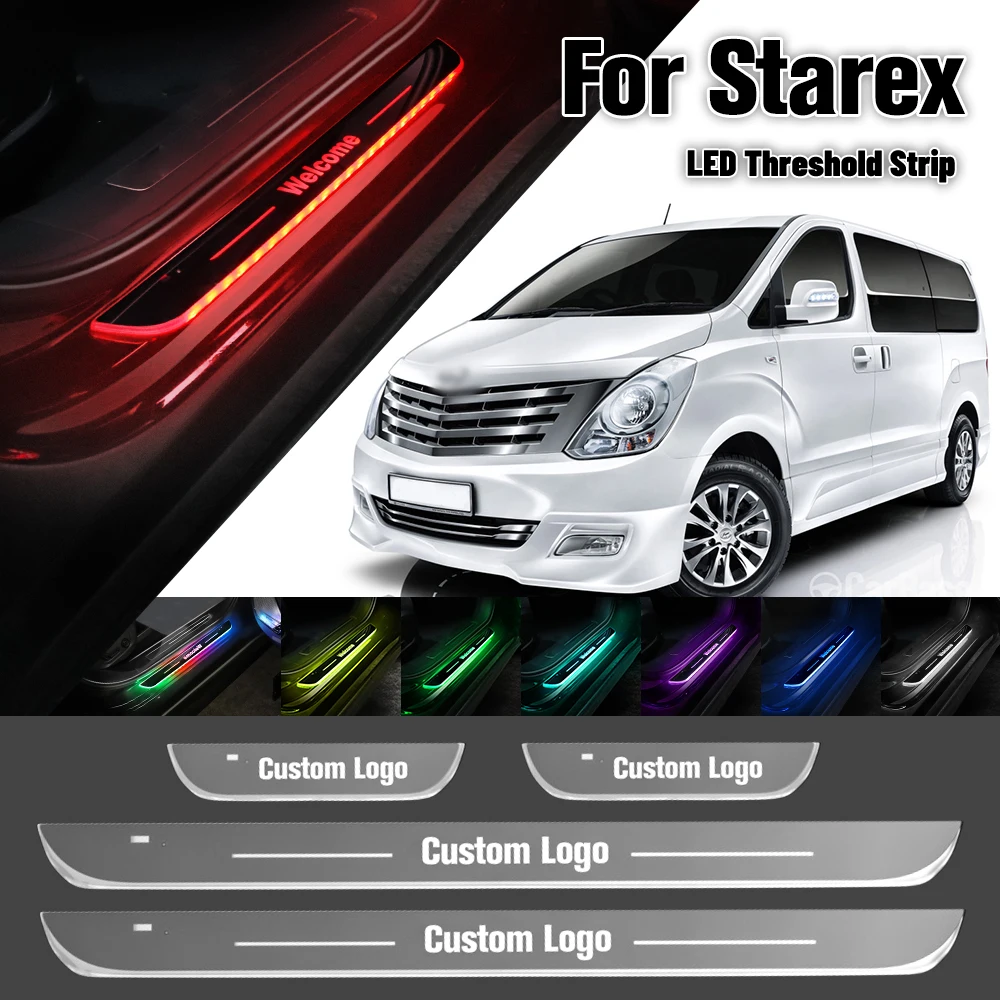 

For Hyundai Starex H-1 2007-2023 Car Door Sill Light Customized Logo LED 2015 2018 2019 Welcome Threshold Pedal Lamp Accessories