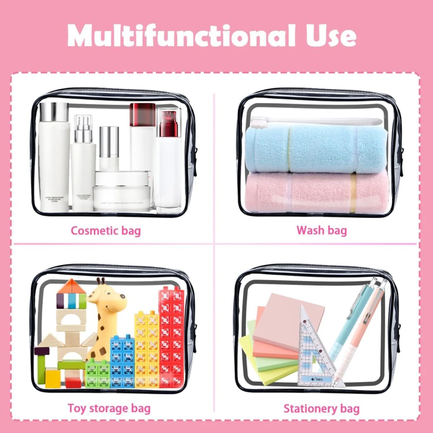 TSA Approved Toiletry Bag,  Pack Clear Travel Bags for Toiletries, Quart Size Makeup Cosmetic Bag Organizer for Women Men Travel