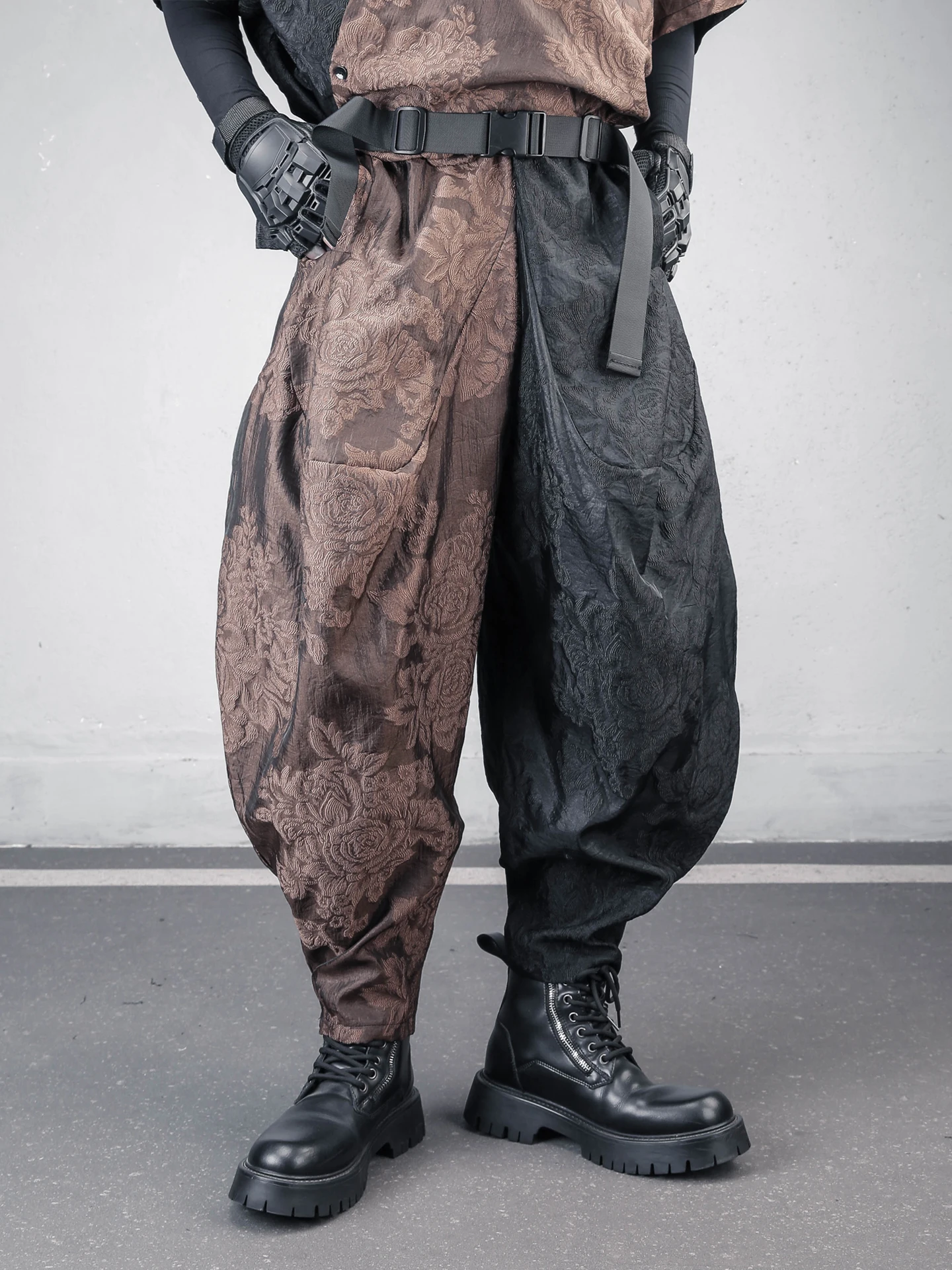 Original Yamamoto Style Loose Harajuku Nine-Piece Pants Men's Summer New Chinese Low-Rise Trendy Loose Fit Contrast Color Pants