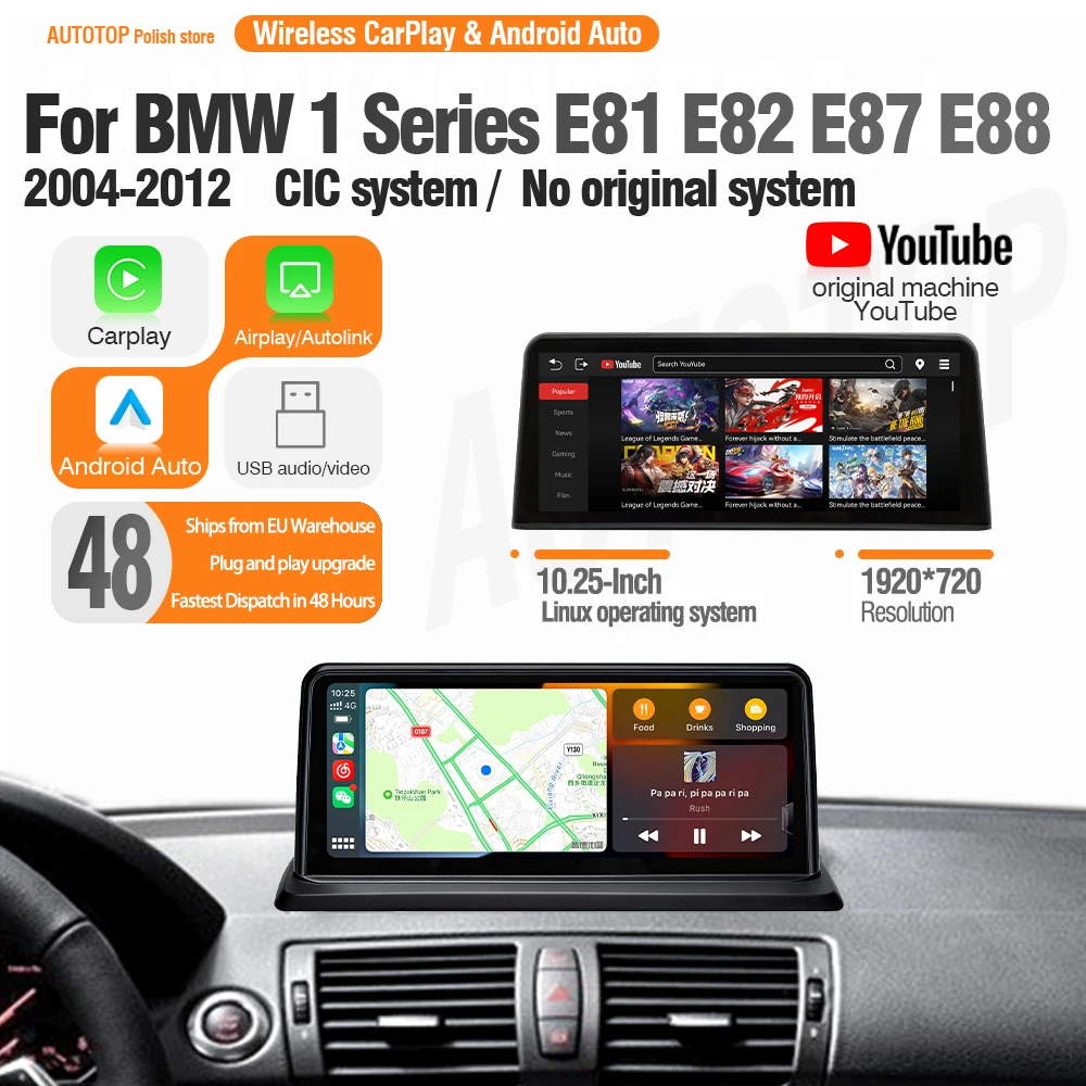 AUTOTOP 10.25" Auto Multimedia Speler voor BMW 1 Serie E87 E81 E82 E88 met YouTube CarPlay Android Auto Navigatie GPS Autoradio - afbeelding 2