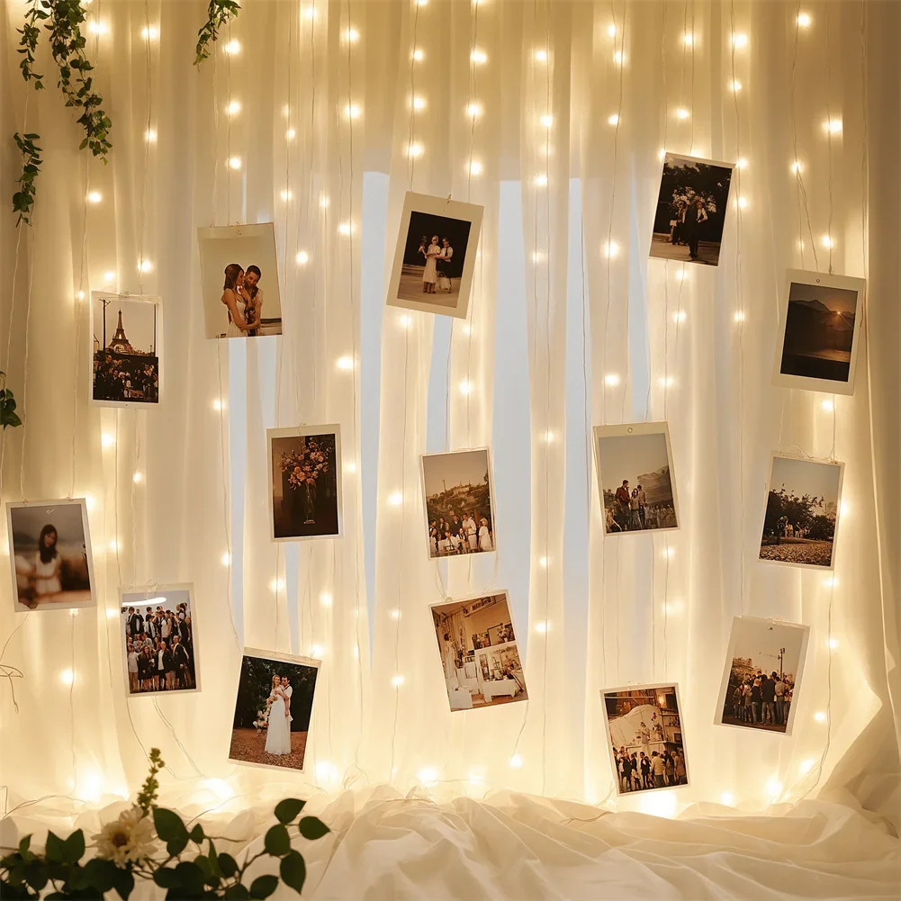 

LED Photo Clip String Fairy Lights Hang Pictures Cards for Birthday Wedding Engagement Wall Decorations Festive Party Supplies