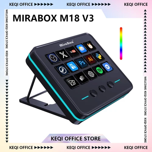 Nuevo teclado Visual Mirabox M18 V3 Streamdeck OBS rápido consola de transmisión en vivo teclado dinámica personalizar accesorios de Pc regalos