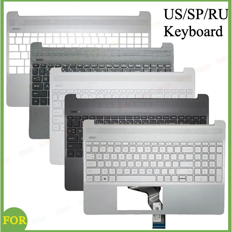 

НОВАЯ клавиатура США для ноутбуков HP 15-EF, 15S-EQ, 15-DY, 15S-FQ, TPN-Q222, верхняя крышка корпуса (пальмрест) с подсветкой L63578-001, L63579-001