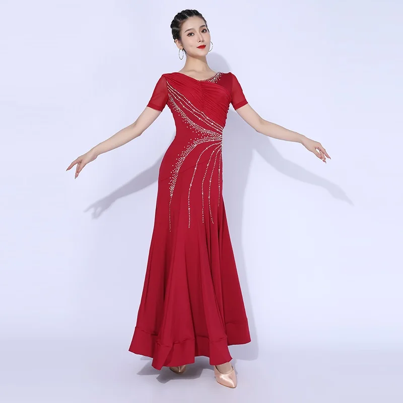 Women\'s Modern Performance Ballroom Dance Competition Dress Big Swing Skirt Waltz Clothes National Standard Dance Costumes