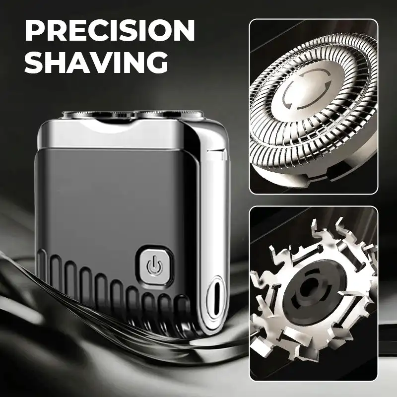 Men's Mini Electric Razor Double Blade Head Portable Travel Shaving Type-c Rechargeable Pocket Shaver Powerful Men's Gift Shaver