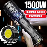 Ultra Bright Torch Built-in Battery Flash Light Emergency Spotlights 5km 1500W Most Powerful Led Flashlights Tactical