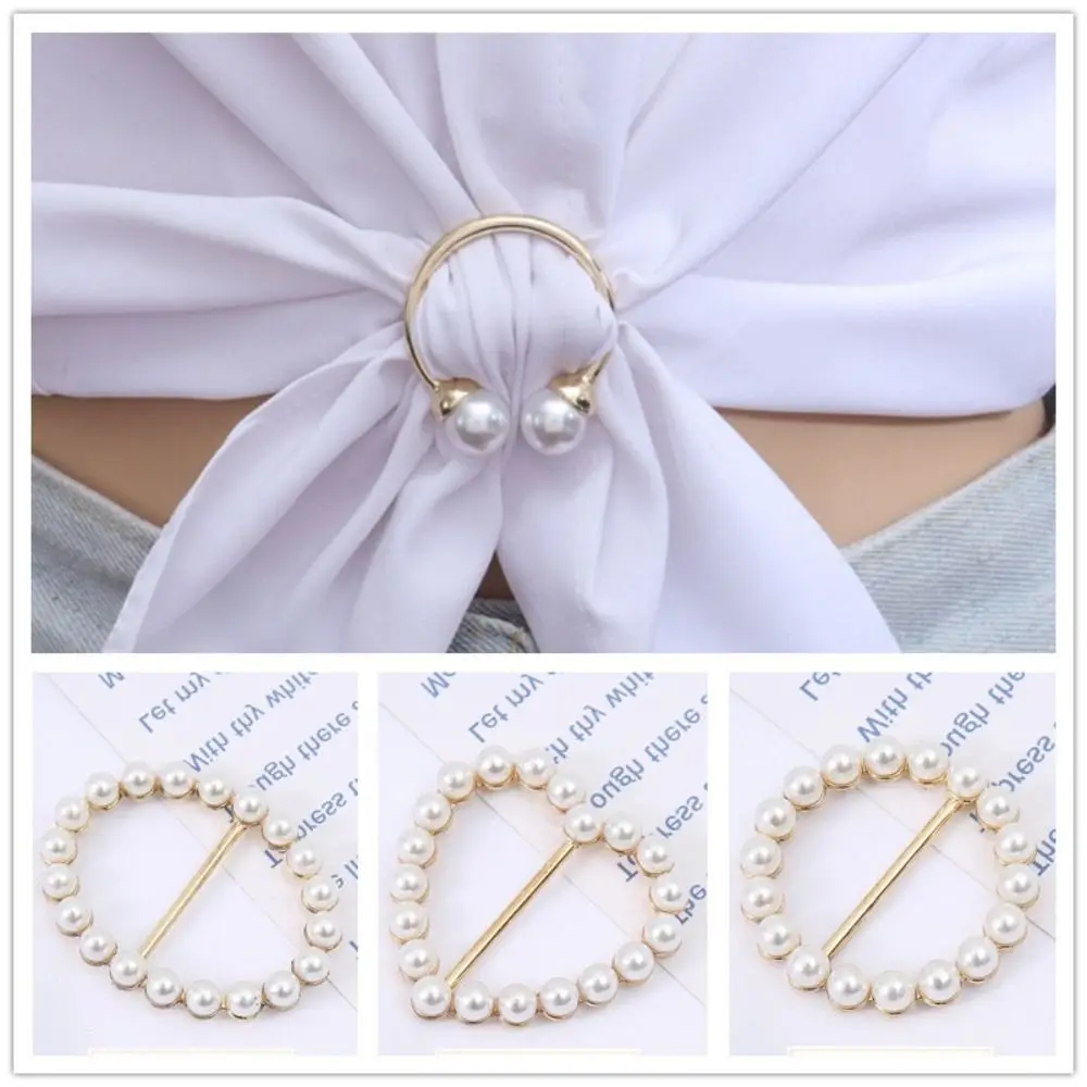 Clothes Hem Silk Scarf Buckle Creative Simple Fixed Clip Shirt Corner Buttons Multi-Purpose Pearl Clothes Knotted Buckle