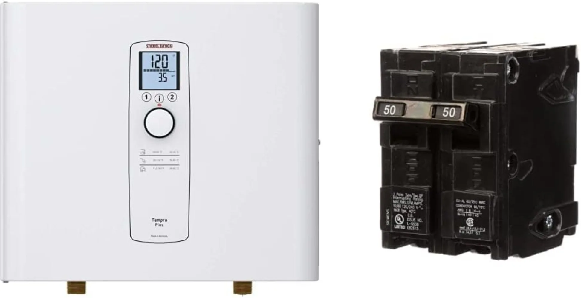 18000 Watts Tankless Water Heater Tempra 24 Plus + SIEMENS 50-Amp Double Pole Type QP Circuit Breaker