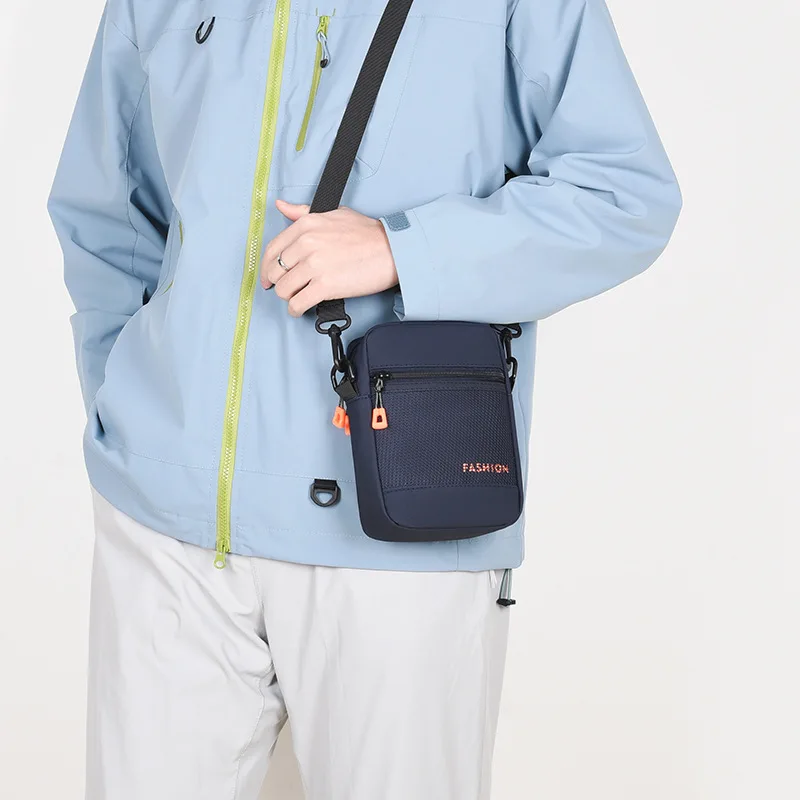 

Прочная мужская сумка через плечо из ткани Оксфорд, легкая квадратная водонепроницаемая сумка для поездок на работу, маленькая сумка на одно плечо.