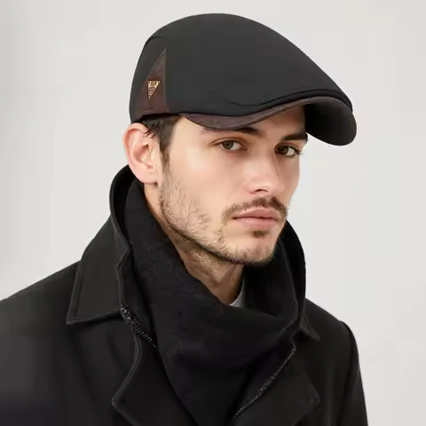 British Retro Beret Hat For Men Winter Thick Warm Woolen Newsboy Cap Fashion Outdoor Casual Cap