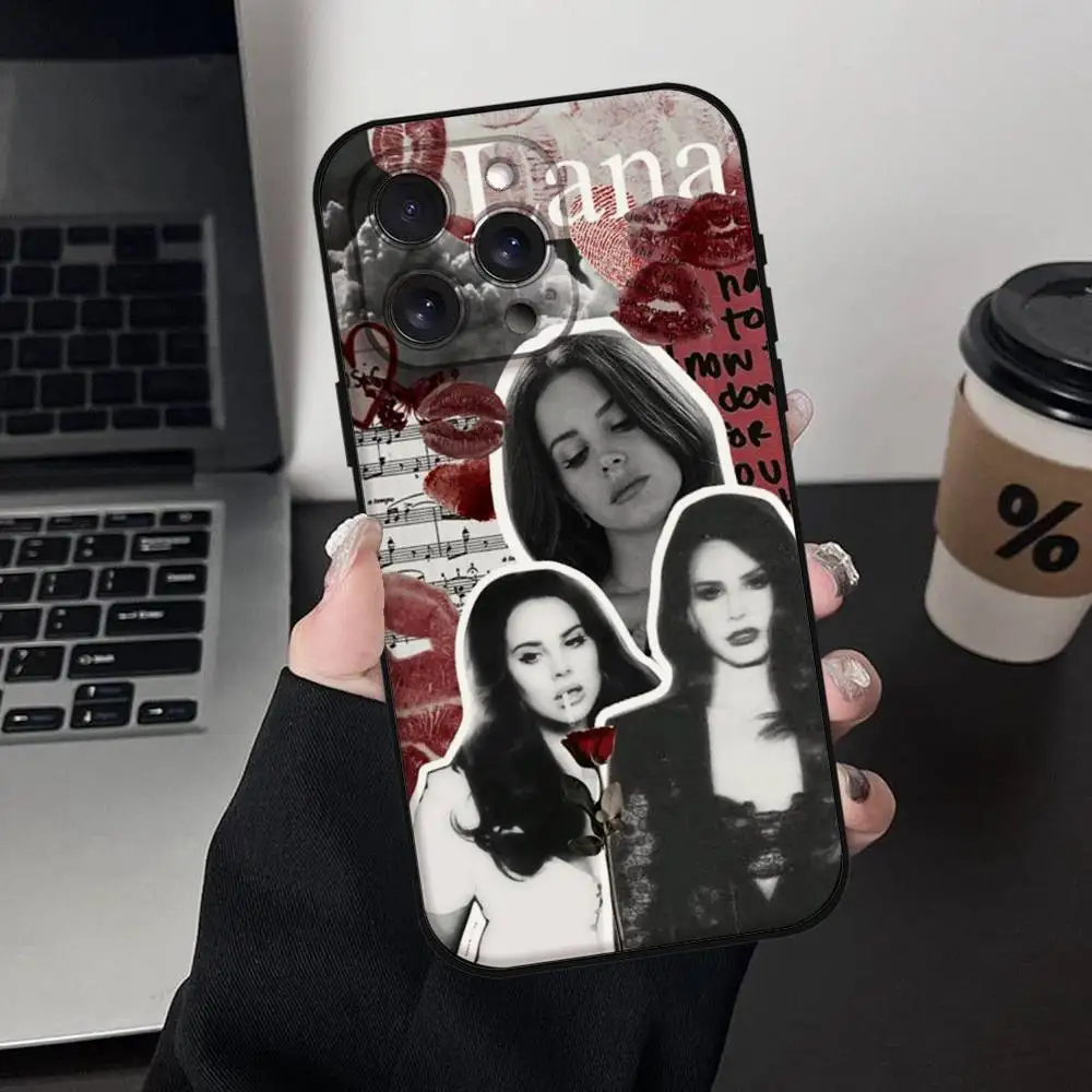 Casing HP L-Lana Del Rey Singer untuk iPhone 17 16 15 14 13 12 11 Pro Max Mini X XR XS Plus, Casing Hitam