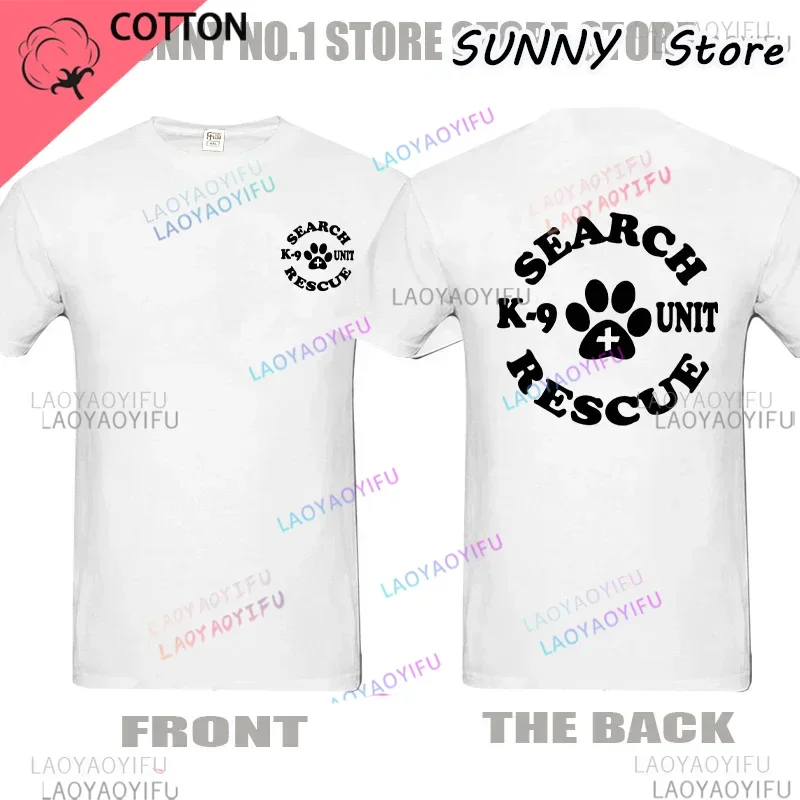 SAR K9  Search and Rescue K-9 Printed T-shirt Summer Men's and Women's Casual Street SAR K9 Top