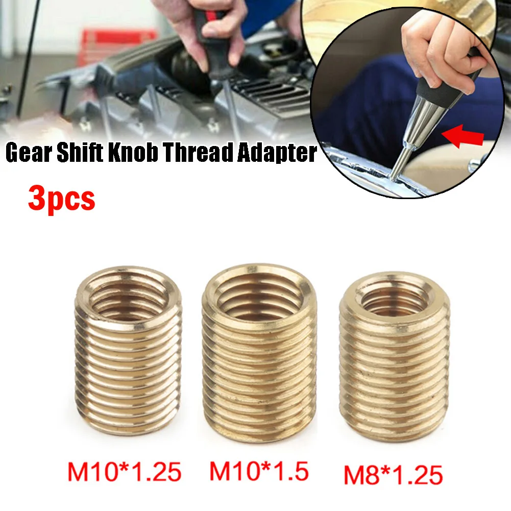 

3x Gold Adapter Gear Shift Knob Head Thread Adapter Nuts Insert Set M10x1.5/M10x1.25/M8x1.25 Aluminum Alloy Car Accessories