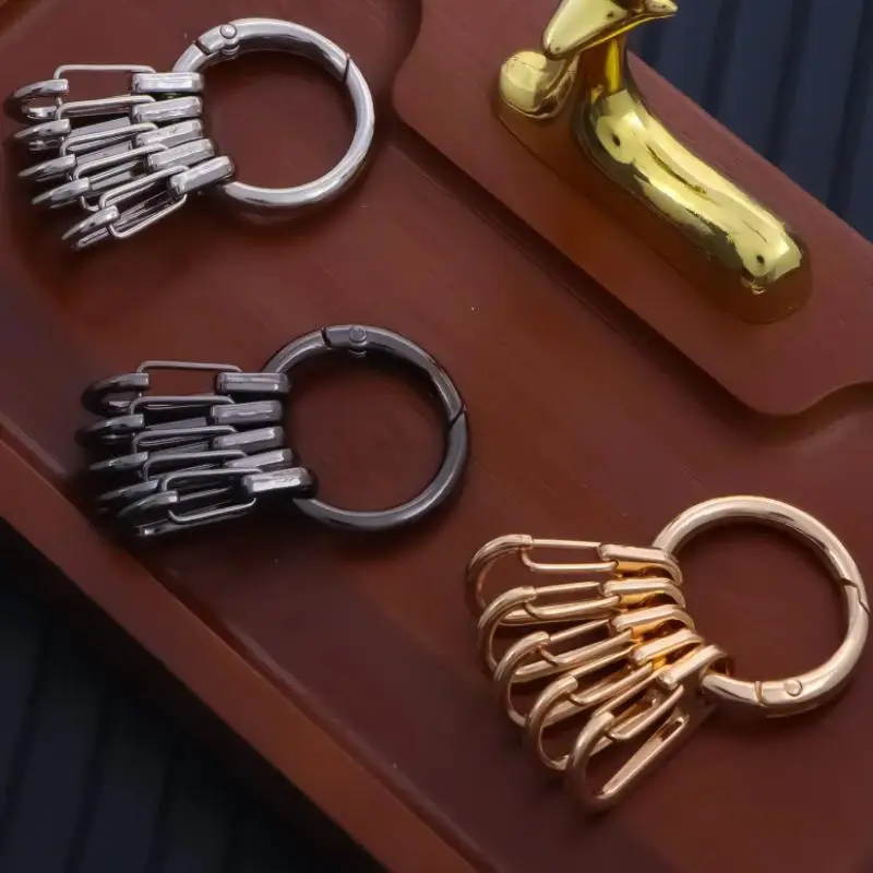 Metal O Ring Spring Clasps With 5pcs Hook Buckles For DIY Openable Round Carabiner Keychain Connector Gift