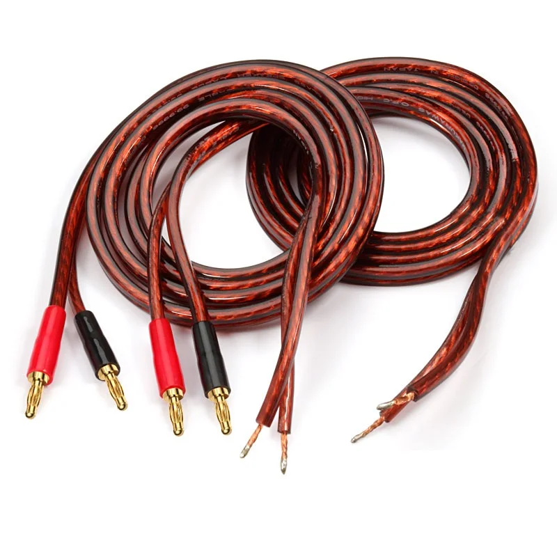 HIFI 4N Pure Copper Speaker Cable Power Amplifier Cable with Banana Plug Y Connector Gold Plated OFC 488 Strands