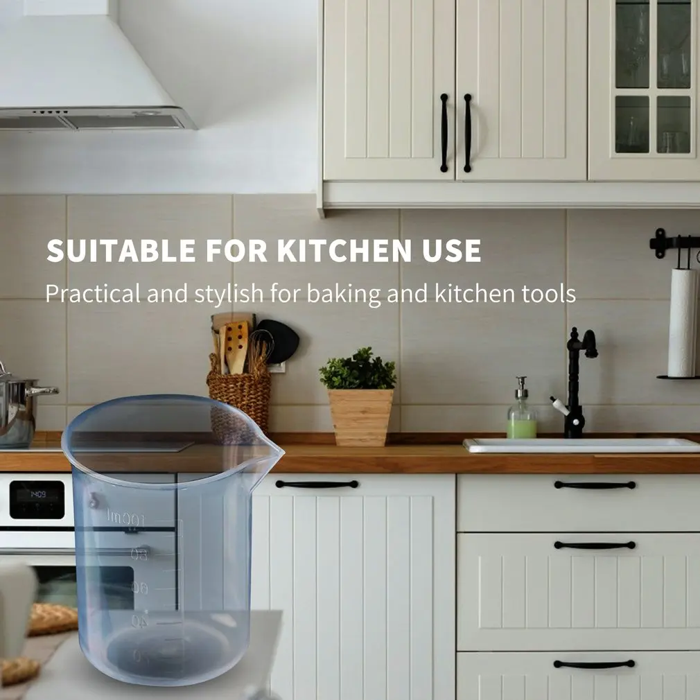 كوب قياس بلاستيكي شفاف عملي ، أدوات قياس للمنزل ، خبز ، مطبخ ، 100 مللي