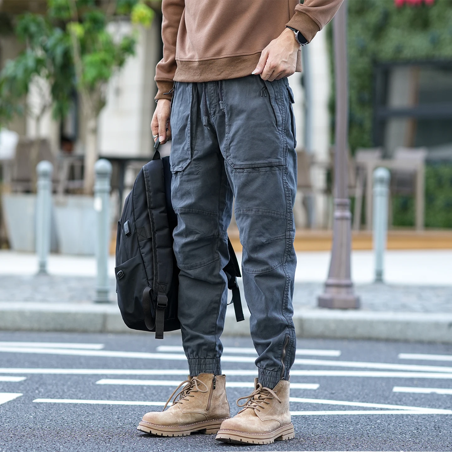 High Quality Men's Business Casual Trousers Autumn Winter Korean Style Straight Slim Versatile Cargo Pants Tapered Washed Pants
