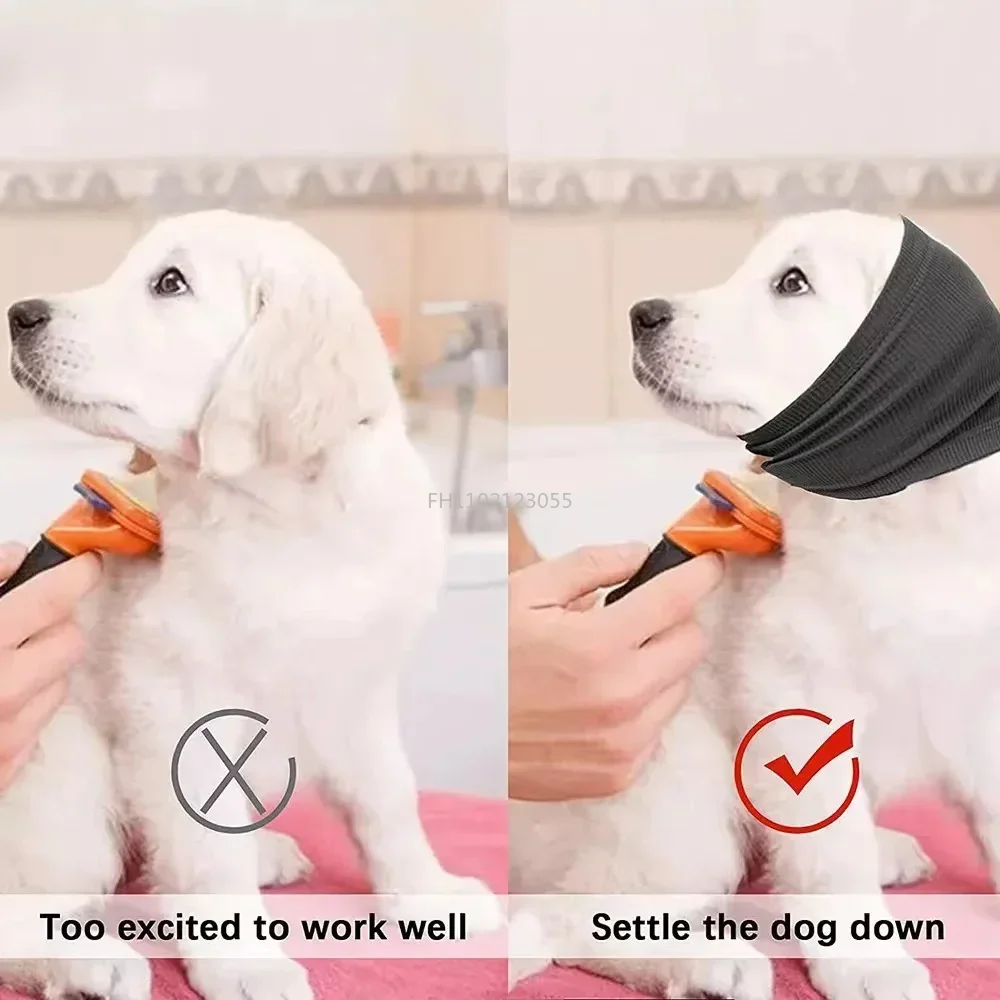 Dog Grooming Earmuff Warm Headband Ear Cover Neck Hat Noise Cancel Soundproof Anxiety Pet Bath Quiet Dry HeadSleeve Dog Supplies