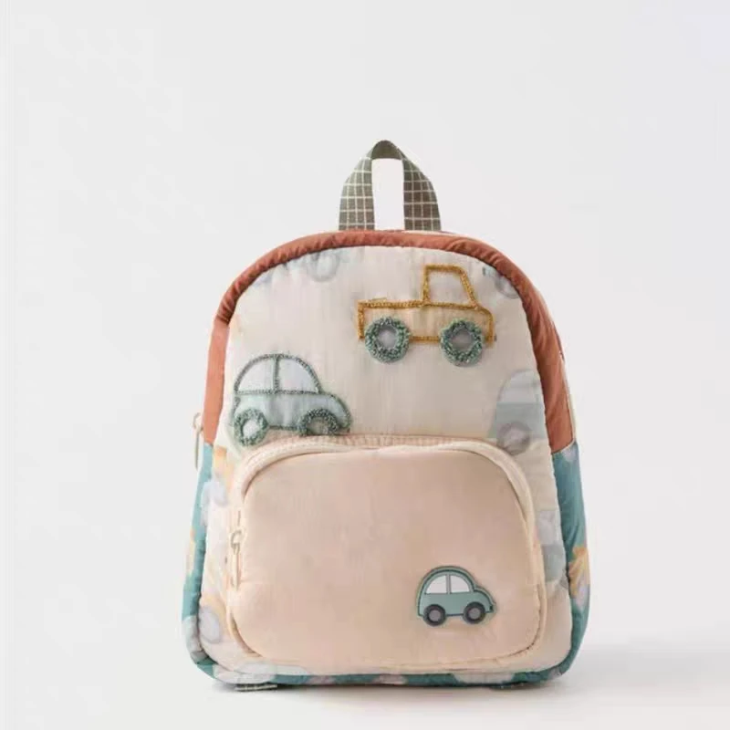 

Cartoon Car Fashion New Children's Backpack Baby Boys And Girls Double Shoulder Bag Kids Kindergarten Students Schoolbag