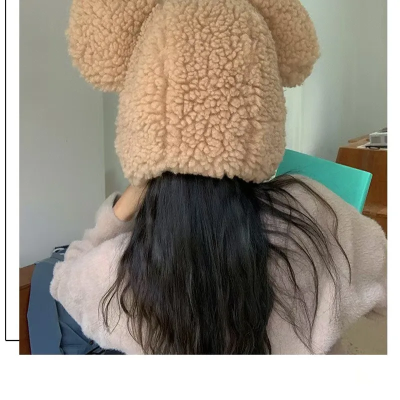 

Новая женская кашемировая шапка-ушанка 2026 года с большими ушками, пушистая, осенне-зимняя, милая, теплая, с завязками