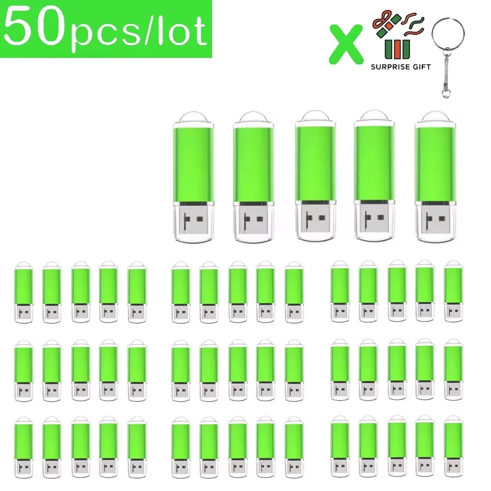 50Pcs/lot USB 2.0 Flash Drive 128MB 1GB2GB 4GB 8GB Pen Drive 16GB Pendrive 32GB USB Stick 64GB Memory Flash Disk Free Laser Logo