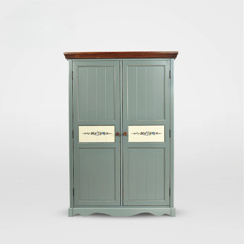 

American rural modern simple all-solid wood wardrobe European simple two-door integral furniture
