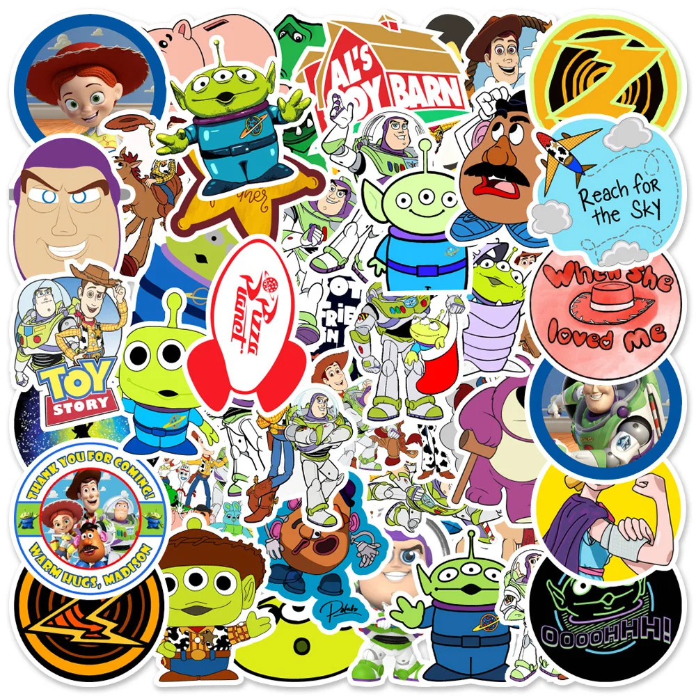 Autocollants de dessin animé Disney Toy Story pour ordinateur portable, bagage, vélo, voiture, téléphone, Scrapbook, journal intime, autocollants