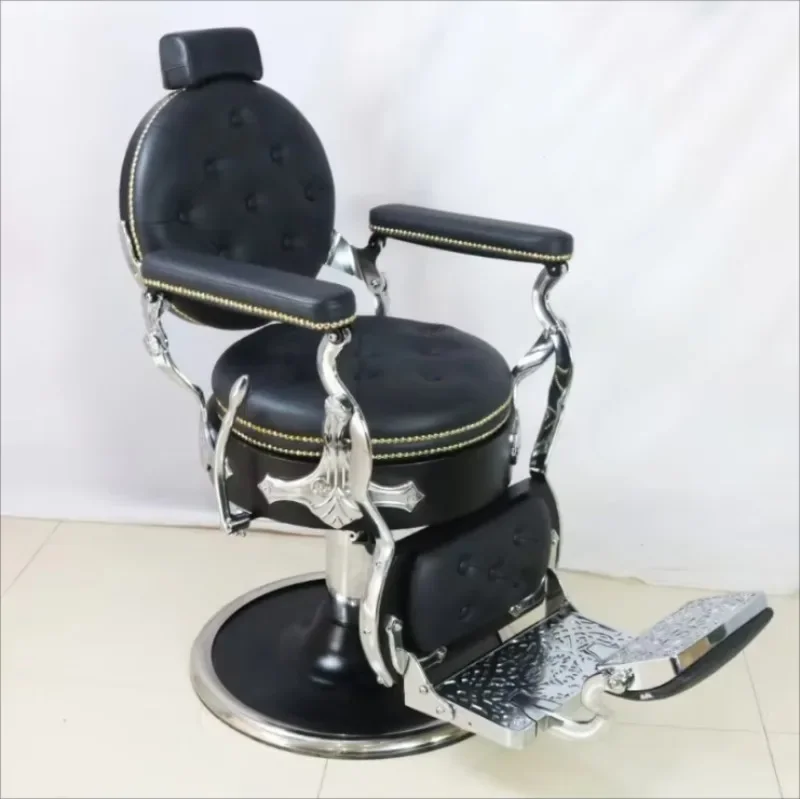 Modern Luxury High Beauty Quality Hair Leather Black Portable Barber Shop Metal Salon Barber Chair